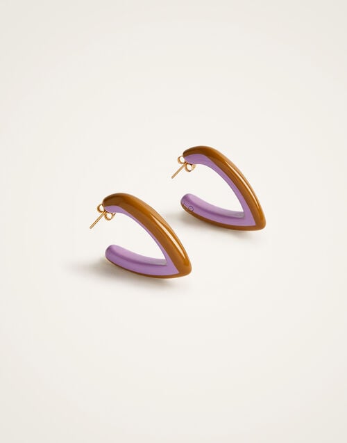 La Doublej Dew Earrings Bicolor Mini Bicolor Brown & Lilac In Acrylic Resin