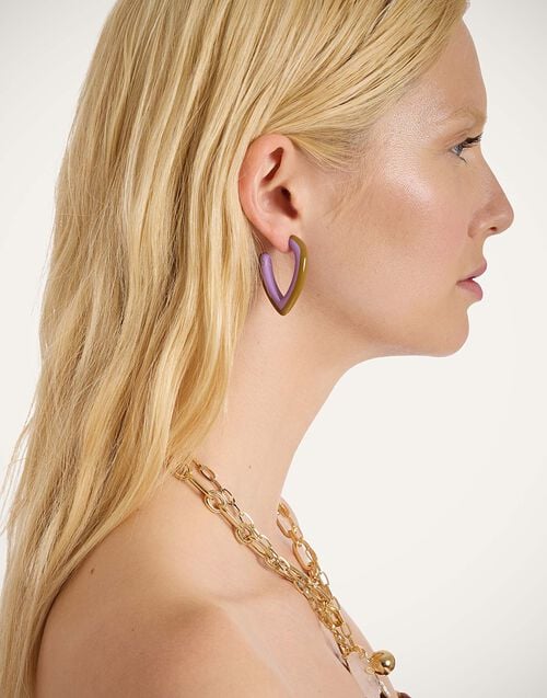 la doublej Dew Earrings Bicolor Mini Bicolor Brown & Lilac in Acrylic Resin