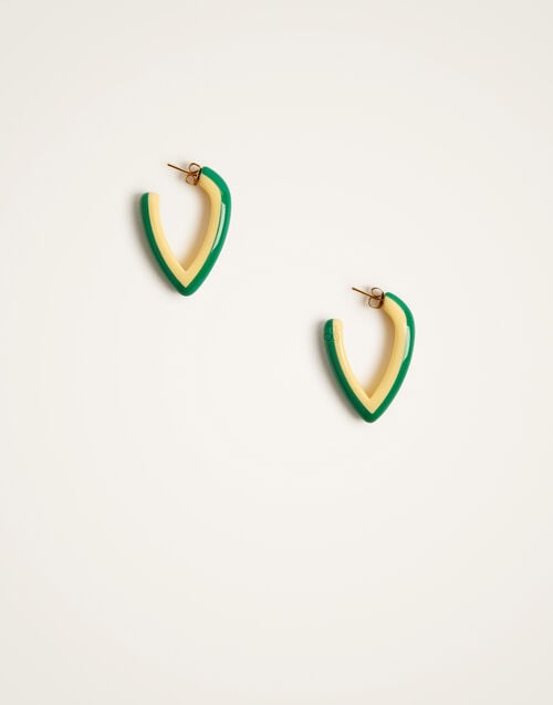 La Doublej Dew Earrings Bicolor Mini Bicolor Green & Ivory In Acrylic Resin