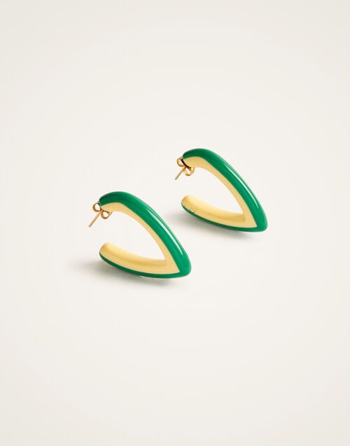 La Doublej Dew Earrings Bicolor Mini Bicolor Green & Ivory In Acrylic Resin