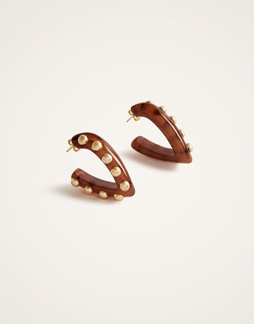 La Doublej Dew Earrings Mini Solid Tobacco In Acrylic Resin