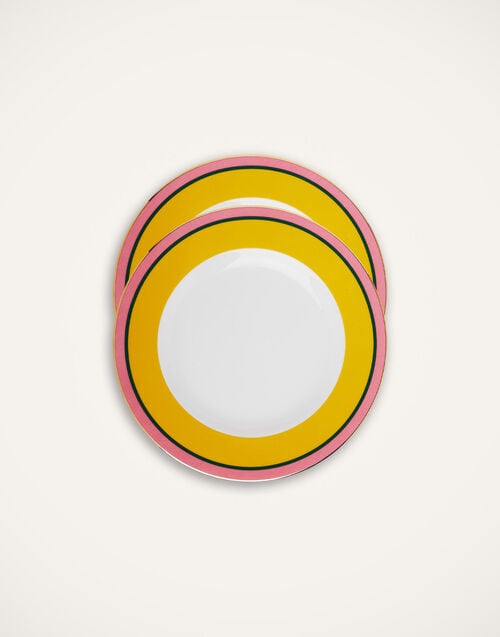 la doublej Dinner Plates Set Of 2 Rainbow Yellow in Porcelain