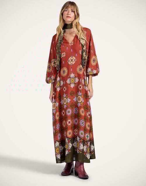 la doublej Diva Dress Nucleus Rust in Crepe Marocain