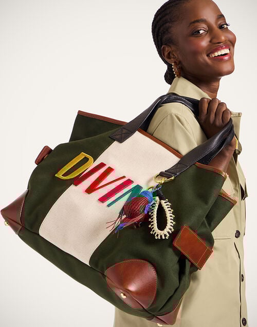 La Doublej Divine Tote Bag Solid Dark Green In Canvas