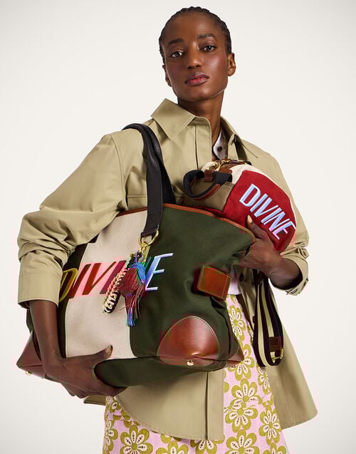 La Doublej Divine Tote Bag Solid Dark Green In Canvas