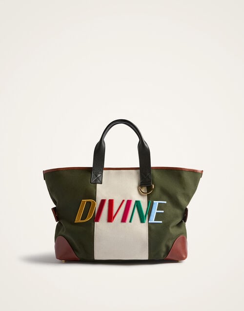 La Doublej Divine Tote Bag Solid Dark Green In Canvas