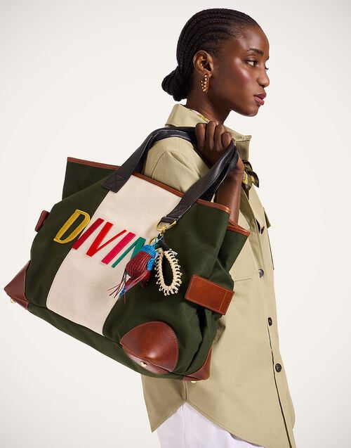 la doublej Divine Tote Bag Solid Dark Green in Canvas