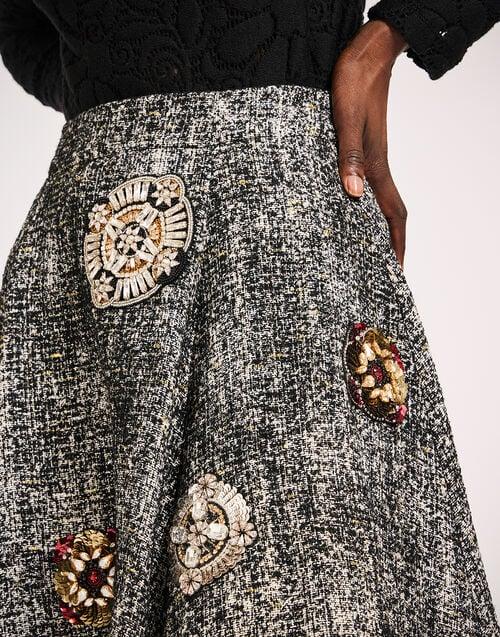 La Doublej Dolce Vita Skirt Solid Black & White In Viscose Mix Embroidery