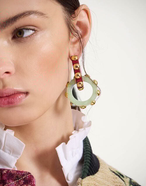 La Doublej Double Hoop Earrings Solid Mint In Acrylic Resin