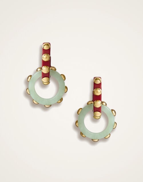 La Doublej Double Hoop Earrings Solid Mint In Acrylic Resin