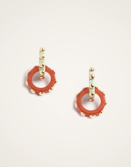 La Doublej Double Hoop Earrings Solid Orange In Acrylic Resin