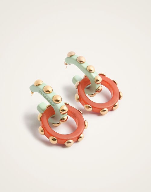 La Doublej Double Hoop Earrings Solid Orange In Acrylic Resin