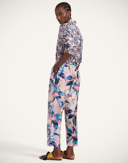 La Doublej Drawstring Pants Maxi Tropicana Mauve In Silk Twill