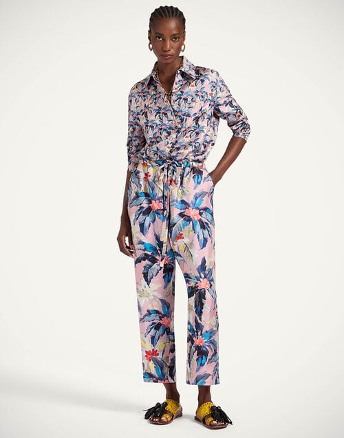 La Doublej Drawstring Pants Maxi Tropicana Mauve In Silk Twill