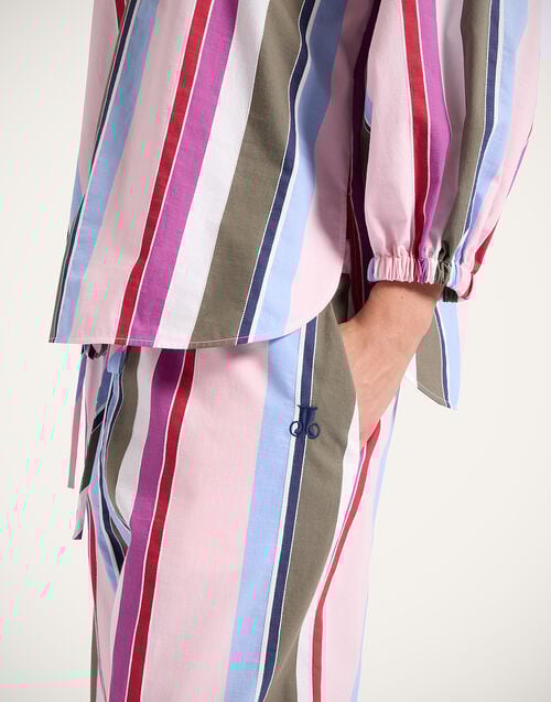 La Doublej Drawstring Pants Stripes Multicolor Pink In Poplin Jacquard