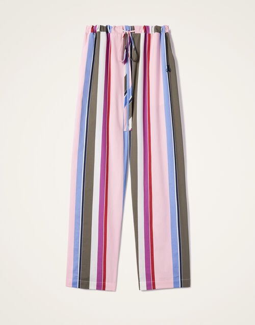 La Doublej Drawstring Pants Stripes Multicolor Pink In Poplin Jacquard