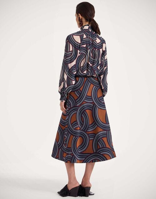 La Doublej Drawstring Skirt Montecarlo Blue In Jacquard