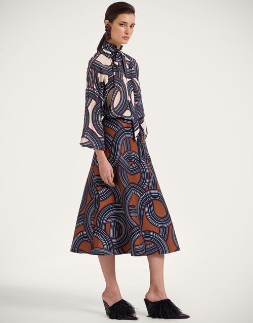 la doublej Drawstring Skirt Montecarlo Blue in Jacquard