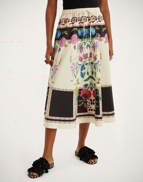 La Doublej Drawstring Skirt Plaza Placée Ivory In Faille