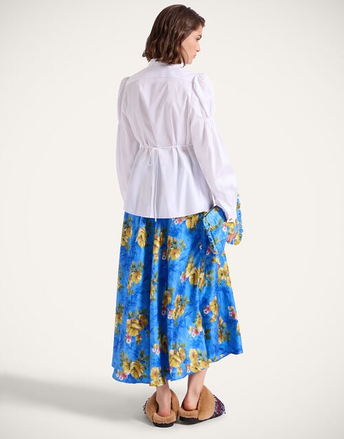 La Doublej Drawstring Skirt Riptide Light Blue In Silk Twill
