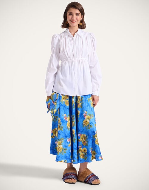 la doublej Drawstring Skirt Riptide Light Blue in Silk Twill