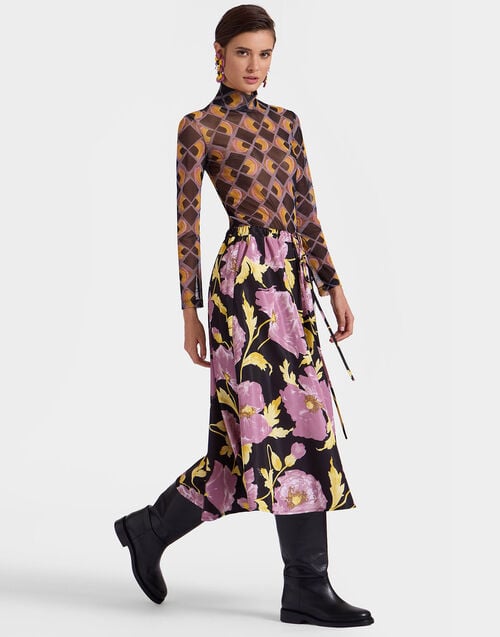 La Doublej Drawstring Skirt Sylph Black In Light Faille