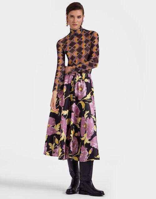 la doublej Drawstring Skirt Sylph Black in Light Faille