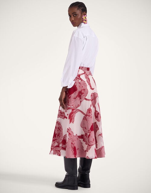 La Doublej Drawstring Skirt Sylph Fil Coupé Pink In Fil Coupé