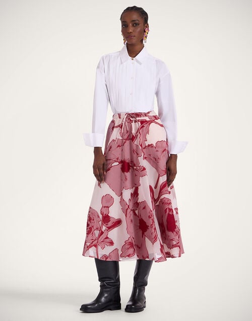 la doublej Drawstring Skirt Sylph Fil Coupé Pink in Fil Coupé