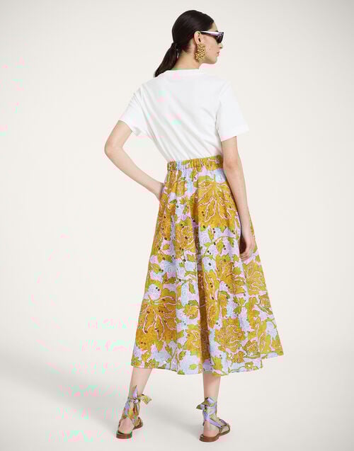 La Doublej Drawstring Skirt Tangle Light Blue In Printed Lace