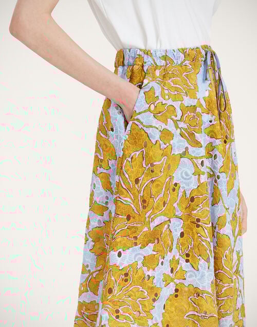 La Doublej Drawstring Skirt Tangle Light Blue In Printed Lace