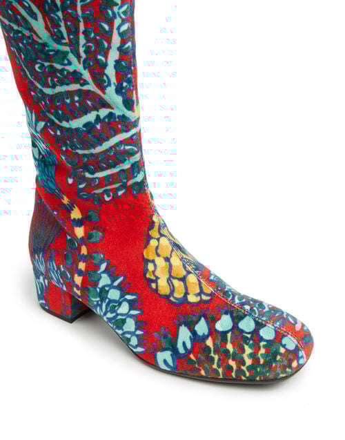 La Doublej Edie Boots Sicomore Red In Cotton Velvet