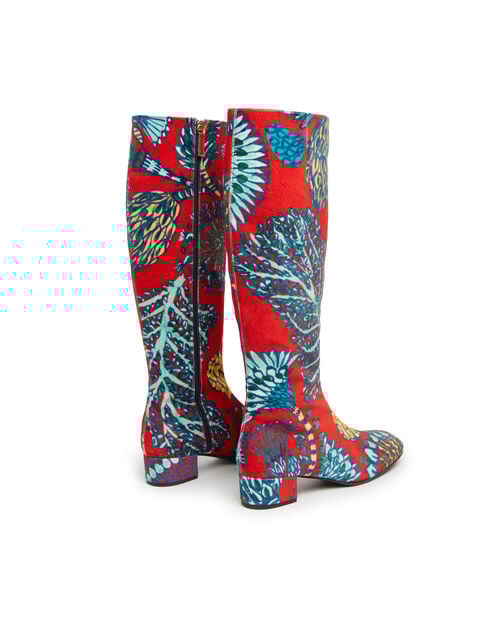La Doublej Edie Boots Sicomore Red In Cotton Velvet