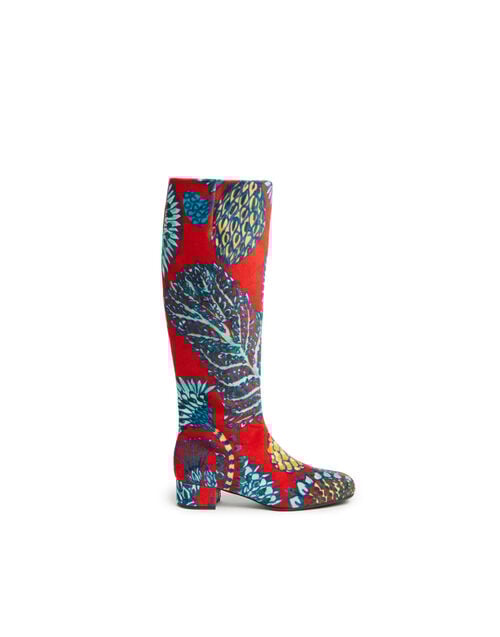 la doublej Edie Boots Sicomore Red in Cotton Velvet
