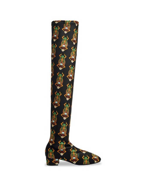 la doublej Edie High Boots Scarab Black in Elastic Lycra