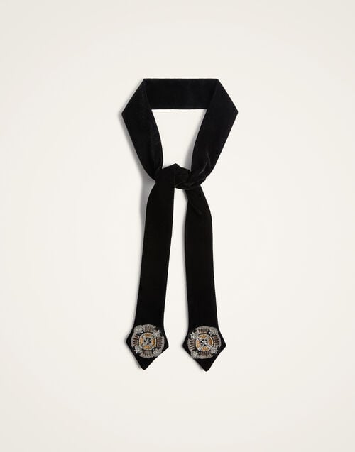 La Doublej Ella 2-Ways Stole Nucleus Black In Velvet Embroidery