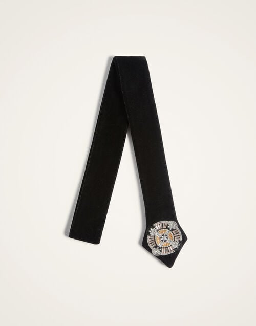 La Doublej Ella 2-Ways Stole Nucleus Black In Velvet Embroidery