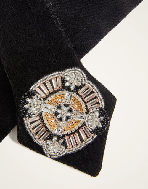 La Doublej Ella 2-Ways Stole Nucleus Black In Velvet Embroidery