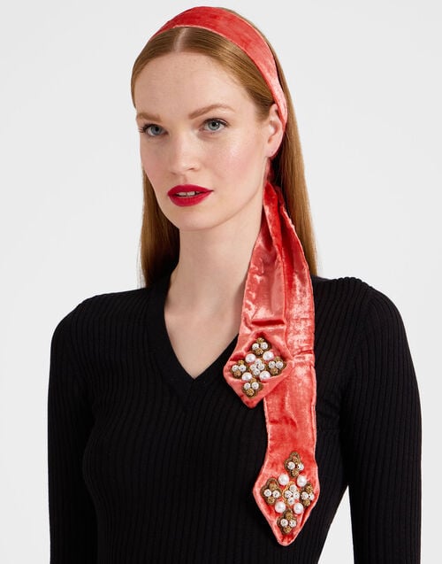 La Doublej Ella 2-Ways Stole Solid Orange In Velvet