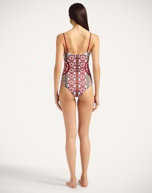 La Doublej Elle Swimsuit Pagoda Placée Rust In Supreme Lycra
