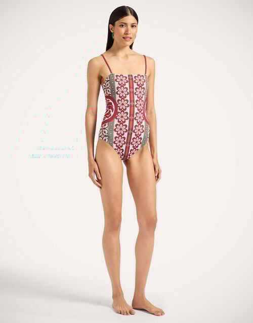 La Doublej Elle Swimsuit Pagoda Placée Rust In Supreme Lycra