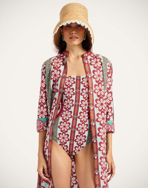 La Doublej Elle Swimsuit Pagoda Placée Rust In Supreme Lycra