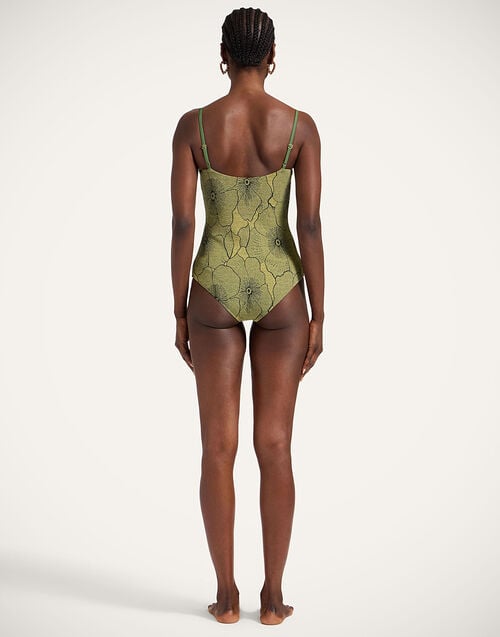 La Doublej Elle Swimsuit Primrose Yellow In Lurex Jersey Jacquard