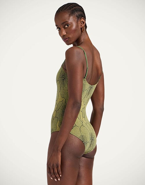 La Doublej Elle Swimsuit Primrose Yellow In Lurex Jersey Jacquard