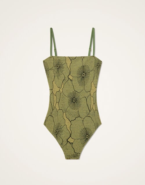 La Doublej Elle Swimsuit Primrose Yellow In Lurex Jersey Jacquard