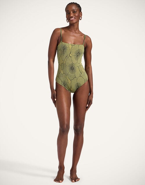 la doublej Elle Swimsuit Primrose Yellow in Lurex Jersey Jacquard
