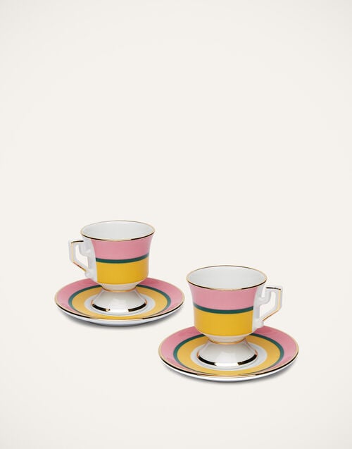 la doublej Espresso Cup & Saucer Set of 2 Rainbow Giallo in Porcelain