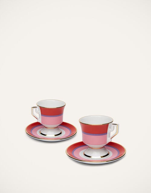 la doublej Espresso Cup & Saucer Set of 2 Rainbow Rosa in Porcelain
