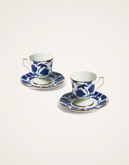 la doublej Espresso Cup Set Of 2 Wildbird Blue in Porcelain