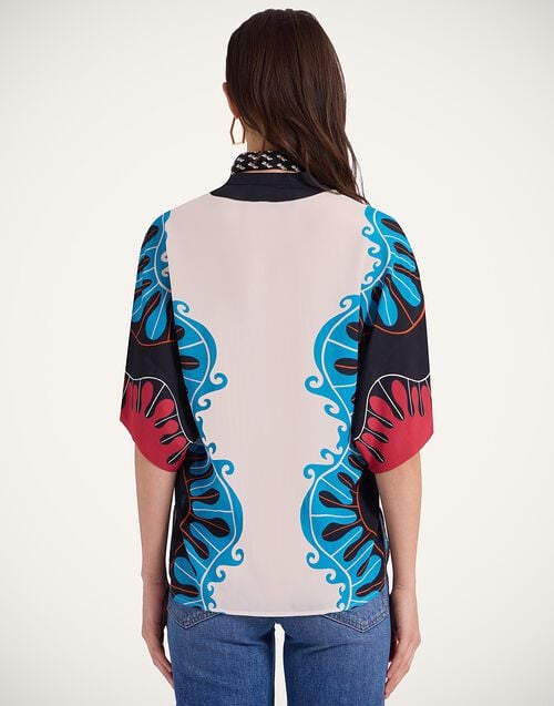 La Doublej Estelle Blouse Pacific Placée Blue Petrol In Crepe Marocain